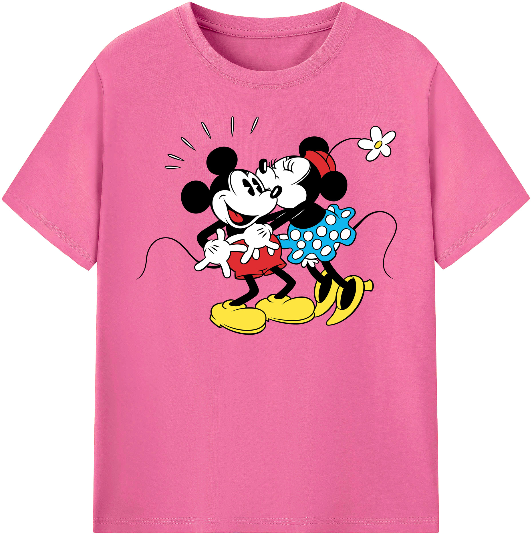 （画像用） ミッキーマウス Mickey Mouse レディースカジュアルプリントTシャツ（綿100％）